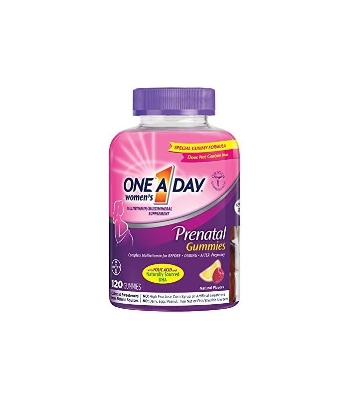 gomas multivitamínicas pré-natais femininas One A Day, incluindo vitamina A, vitamina C, vitamina D, B6, B12, ácido fólico e mai