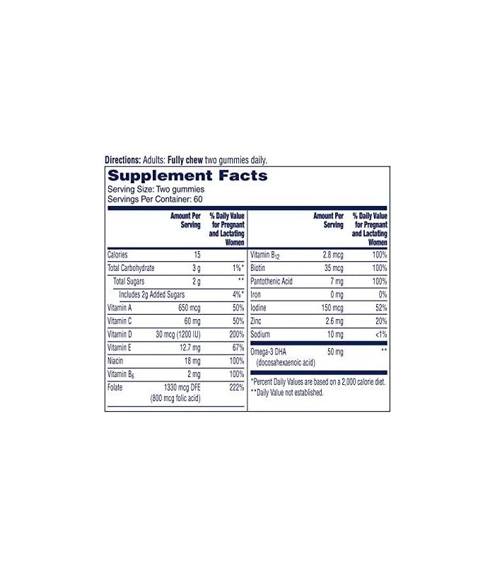 gomas multivitamínicas pré-natais femininas One A Day, incluindo vitamina A, vitamina C, vitamina D, B6, B12, ácido fólico e mai