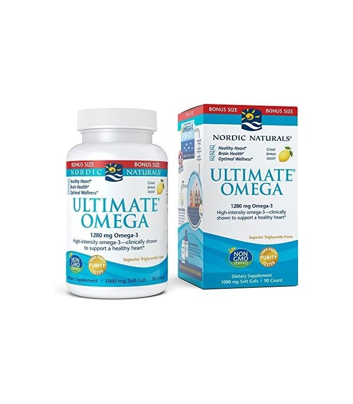 Nordic Naturals Ultimate Omega, sabor limão - 90 géis macios - 1280 mg Omega-3 - Suplemento de óleo de peixe ômega-3 com EPA e D