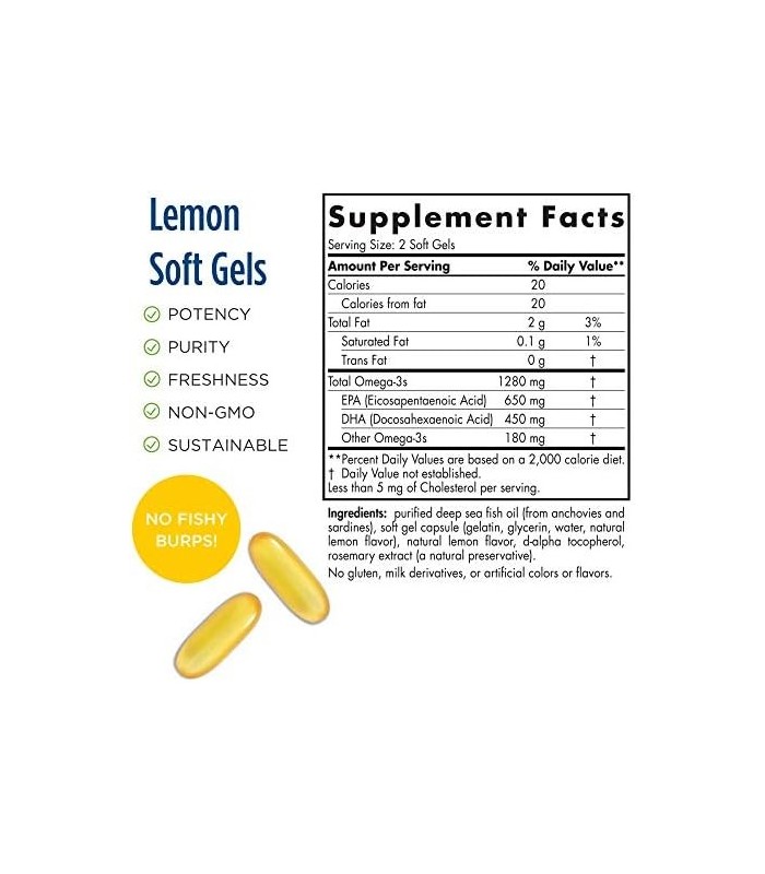 Nordic Naturals Ultimate Omega, sabor limão - 90 géis macios - 1280 mg Omega-3 - Suplemento de óleo de peixe ômega-3 com EPA e D