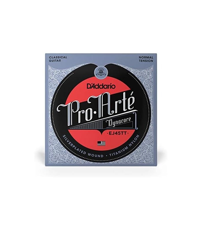 DAddario Guitar Strings - Pro-Arte Classical Guitar Strings - EJ45TT Dynacore - Envoltório banhado a prata, Dynacore composto, a