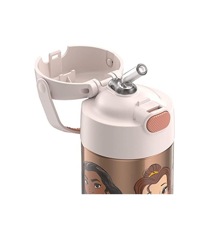 THERMOS FUNTAINER 12 onças de aço inoxidável isolado a vácuo garrafa de palha infantil, princesa