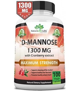 D-manose 1.300 mg com extrato de cranberry ação rápida, impurezas de descarga, saúde natural do trato urinário - 100 cápsulas ve