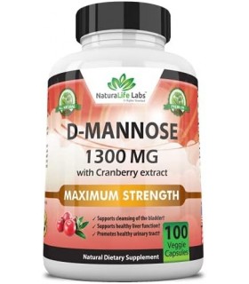 D-manose 1.300 mg com extrato de cranberry ação rápida, impurezas de descarga, saúde natural do trato urinário - 100 cápsulas ve