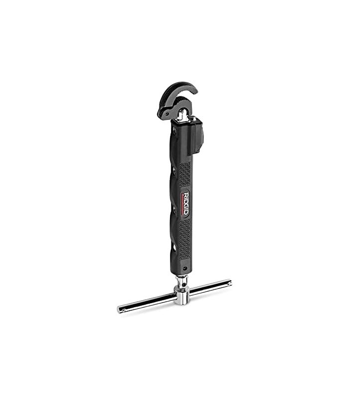 RIDGID 46753 Modelo 2017 Chave de bacia telescópica com LED Chave de bacia ajustável de 10 a 17 polegadas, preta