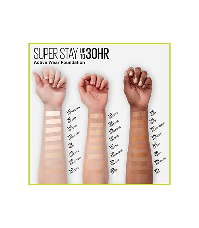 Maybelline Super Stay Full Coverage Liquid Foundation Maquiagem ativa, até 30 horas de uso, transferência, suor e resistente à á