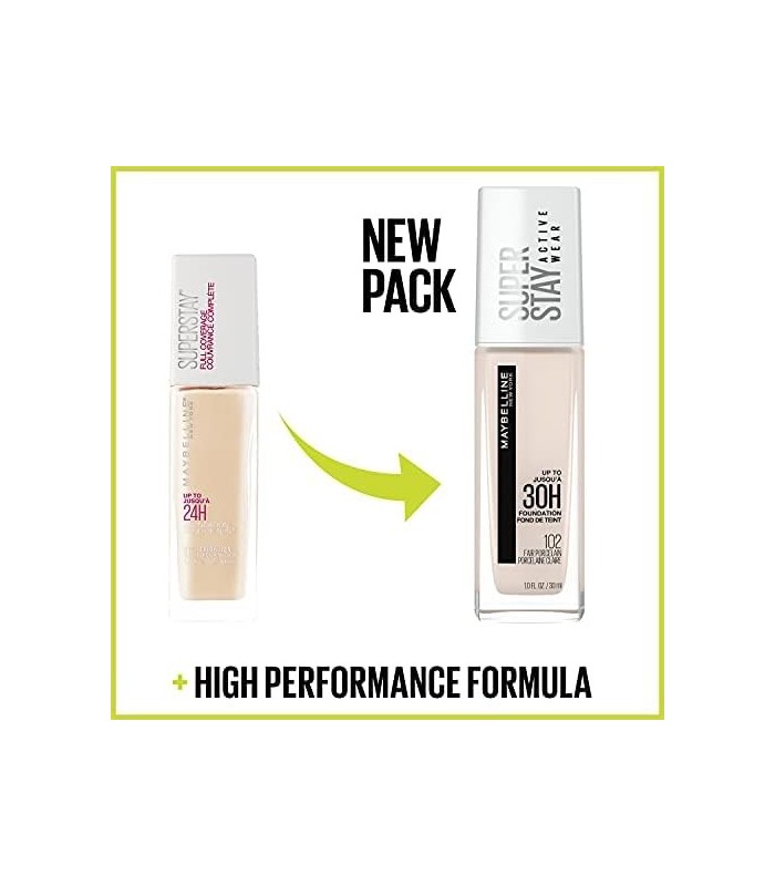 Maybelline Super Stay Full Coverage Liquid Foundation Maquiagem ativa, até 30 horas de uso, transferência, suor e resistente à á