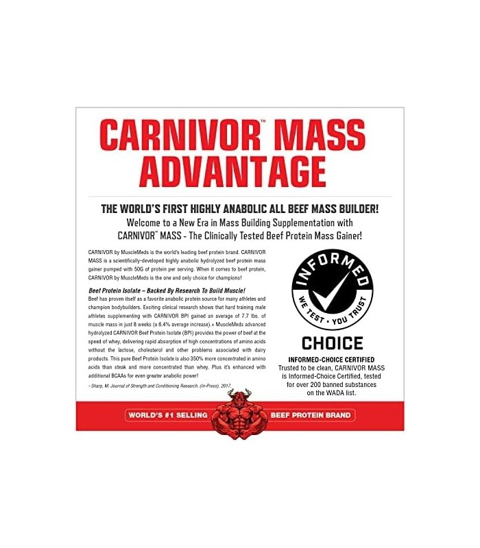 MuscleMeds Carnivor Mass Diet Supplement, Vanilla Caramel, 5,93 libras (002658)