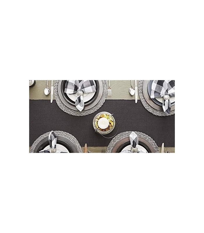 DII Basic Everyday Tampo canelado 100% algodão, caminho de mesa, 13x72, preto