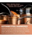 Coleção de cobre martelado de aço Gotham ' frigideira antiaderente de 10" com tampa, utensílios de cozinha premium, composição d