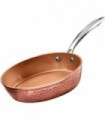 Coleção de cobre martelado de aço Gotham ' frigideira antiaderente de 10" com tampa, utensílios de cozinha premium, composição d