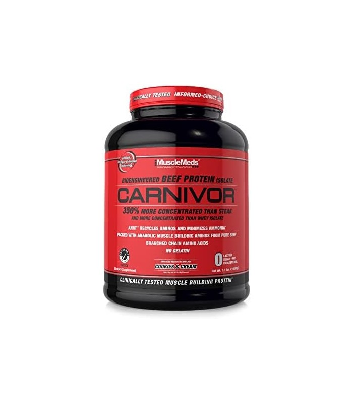 MuscleMeds Carnivor Hydrolyzed Beef Protein Isolate, 28 porções, biscoitos e creme, 2 libras, 32 onças