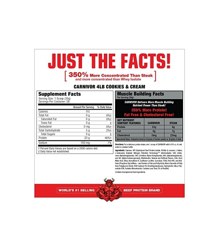 MuscleMeds Carnivor Hydrolyzed Beef Protein Isolate, 28 porções, biscoitos e creme, 2 libras, 32 onças