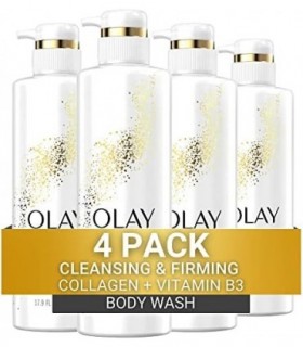 Olay Body Wash com colágeno e vitamina B3, limpeza e firmeza, 17,9 fl oz (pacote com 4) - a embalagem pode variar
