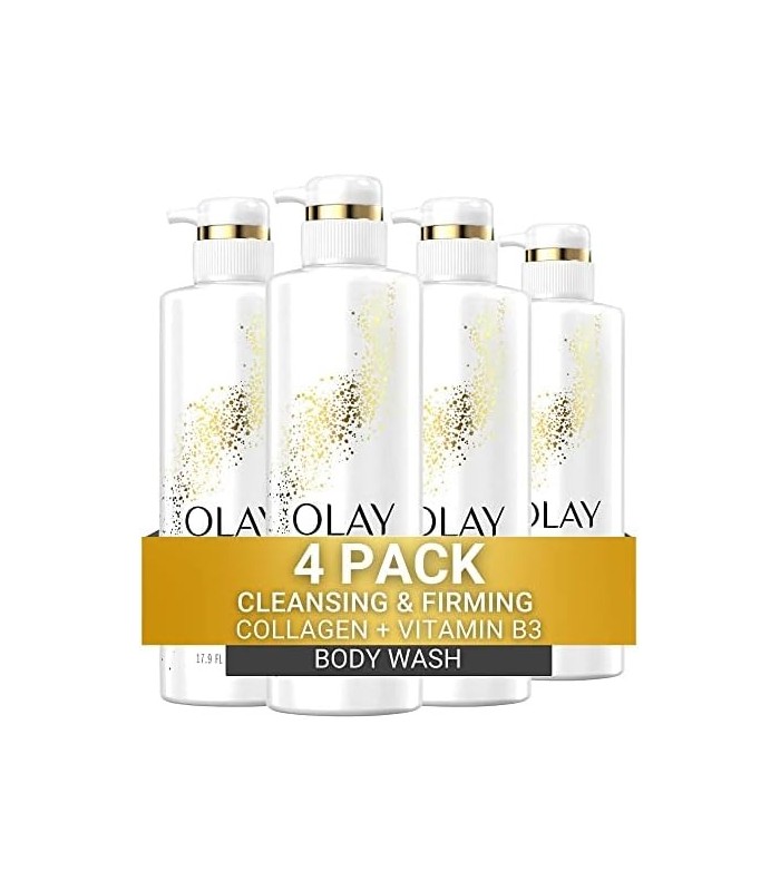 Olay Body Wash com colágeno e vitamina B3, limpeza e firmeza, 17,9 fl oz (pacote com 4) - a embalagem pode variar