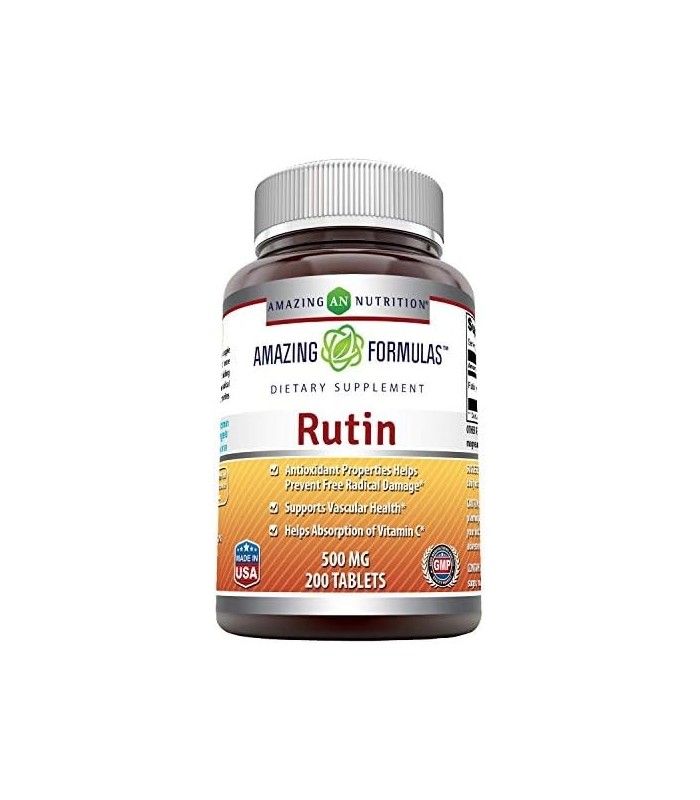 Fórmulas Incríveis Rutina - 500mg, 200 Comprimidos (Sem OGM, Sem Glúten) - Propriedades Antioxidantes - Ajuda na Absorção de Vit