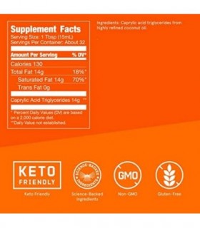 óleo Brain Octane C8 MCT à prova de balas, 16 onças, suplemento cetônico para energia sustentada e menos desejos