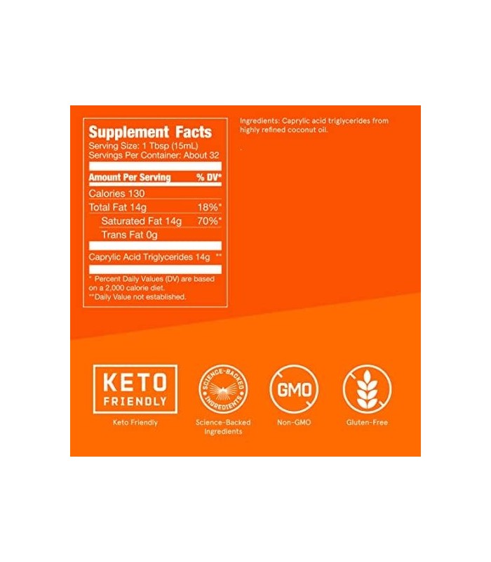 óleo Brain Octane C8 MCT à prova de balas, 16 onças, suplemento cetônico para energia sustentada e menos desejos