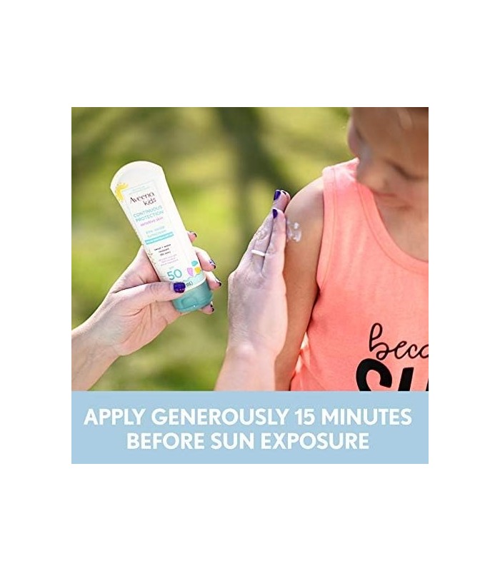 Aveeno Kids Protetor solar em bastão mineral de proteção contínua para pele sensível SPF 50, 100% óxido de zinco para rosto e co