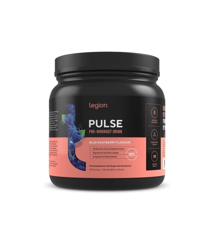 Suplemento pré-treino Legion Pulse - Bebida pré-treino totalmente natural de óxido nítrico para aumentar a energia, sem creatina