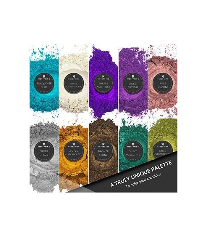 MEYSPRING Gemstones Collection Pó de Mica para Resina Epóxi - 100g - Cores Epóxi para Arte em Resina, Arte Geode - Pó de Resina