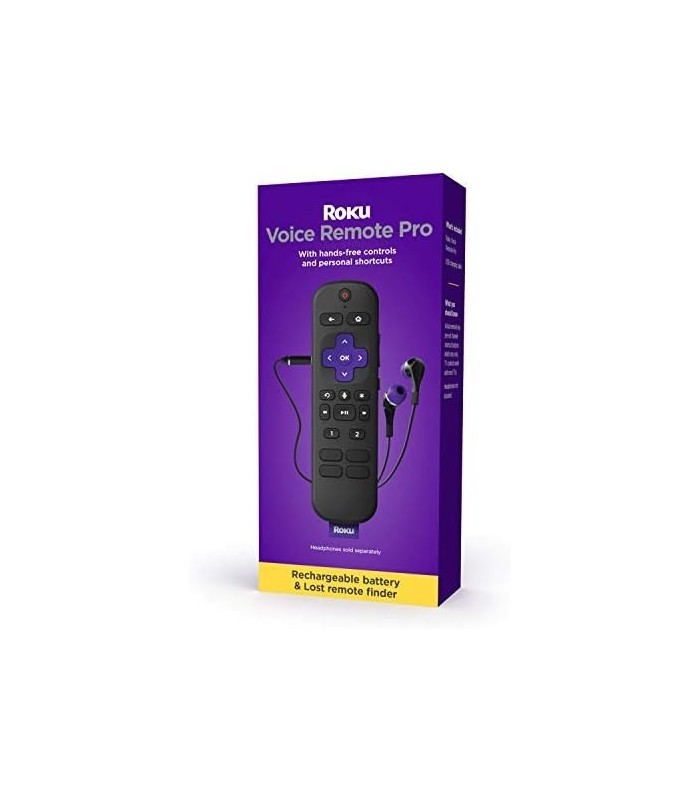 Roku Voice Remote Pro | Controle remoto de voz recarregável com controles de TV, localizador remoto perdido, audição privada, co