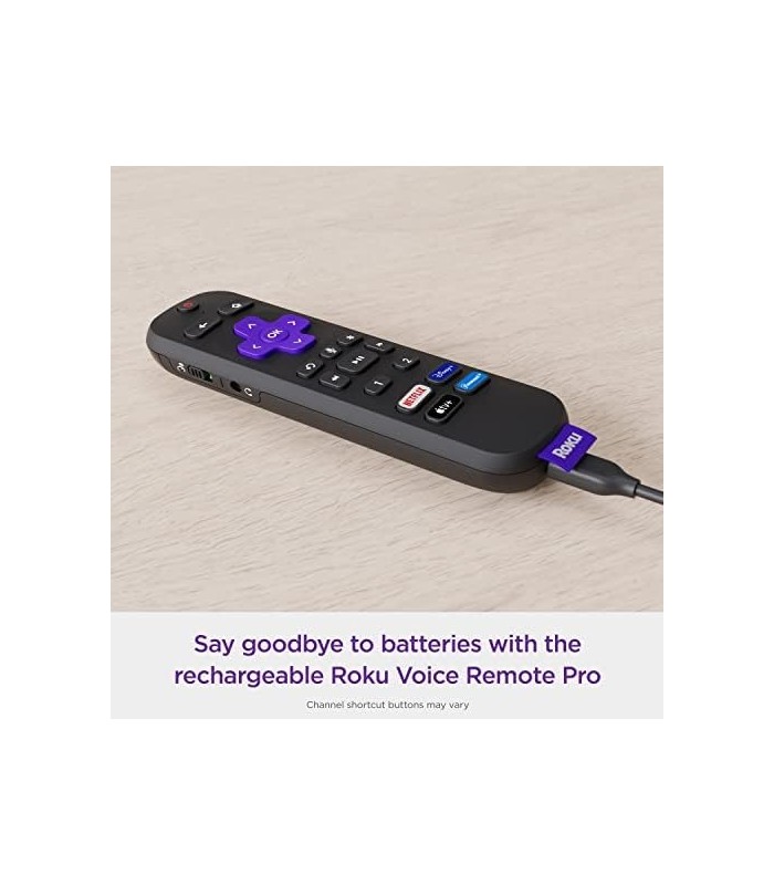 Roku Voice Remote Pro | Controle remoto de voz recarregável com controles de TV, localizador remoto perdido, audição privada, co