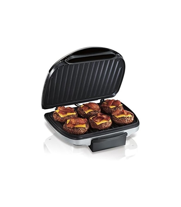Churrasqueira elétrica interna Hamilton Beach, 6 porções, pratos antiaderentes fáceis de limpar, prata (25371)