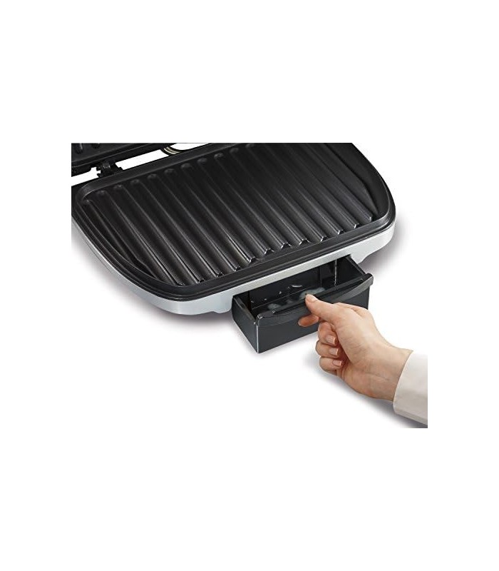 Churrasqueira elétrica interna Hamilton Beach, 6 porções, pratos antiaderentes fáceis de limpar, prata (25371)