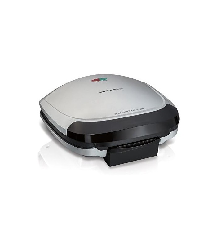 Churrasqueira elétrica interna Hamilton Beach, 6 porções, pratos antiaderentes fáceis de limpar, prata (25371)
