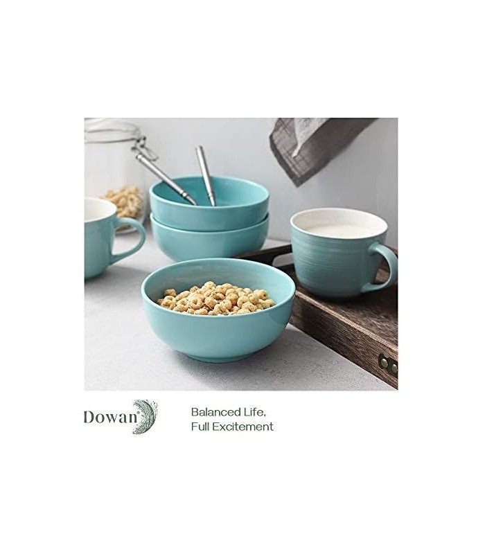 Tigelas de cereais de porcelana DOWAN de 22 onças, tigelas de sopa, conjunto de 4 tigelas, resistentes e empilháveis, laváveis ?