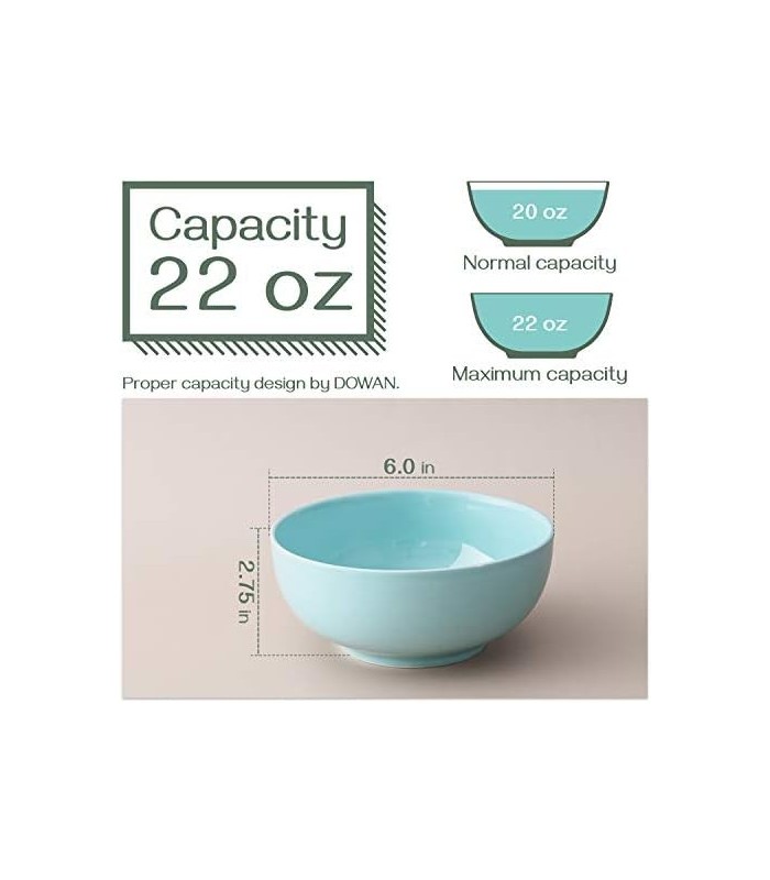Tigelas de cereais de porcelana DOWAN de 22 onças, tigelas de sopa, conjunto de 4 tigelas, resistentes e empilháveis, laváveis ?