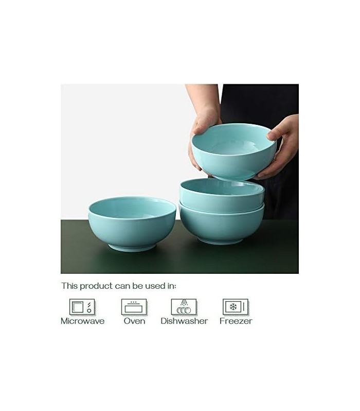 Tigelas de cereais de porcelana DOWAN de 22 onças, tigelas de sopa, conjunto de 4 tigelas, resistentes e empilháveis, laváveis ?
