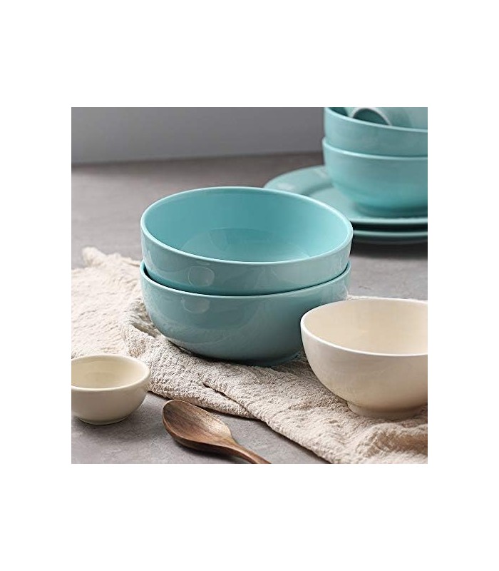 Tigelas de cereais de porcelana DOWAN de 22 onças, tigelas de sopa, conjunto de 4 tigelas, resistentes e empilháveis, laváveis ?