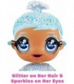 MGAS Glitter BABYZ Boneca de floco de neve de janeiro com 3 mudanças mágicas de cor, cabelo azul, roupa de flocos de neve de inv