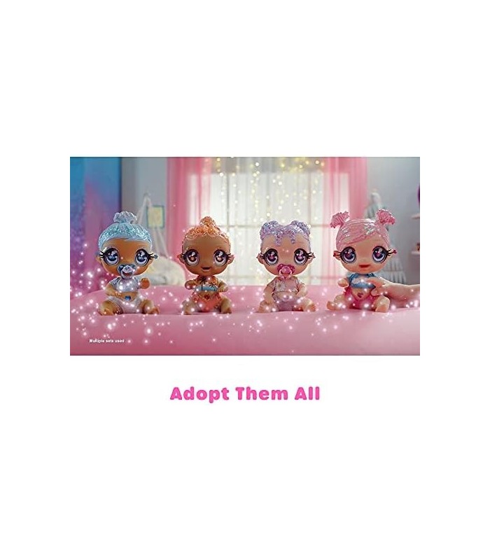 MGAS Glitter BABYZ Boneca de floco de neve de janeiro com 3 mudanças mágicas de cor, cabelo azul, roupa de flocos de neve de inv