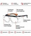 Óculos de segurança NoCry que se ajustam aos seus óculos graduados. Lentes envolventes transparentes anti-riscos, proteção UV400