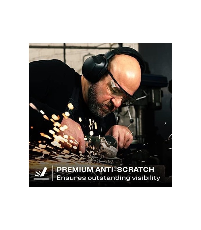 Óculos de segurança NoCry que se ajustam aos seus óculos graduados. Lentes envolventes transparentes anti-riscos, proteção UV400