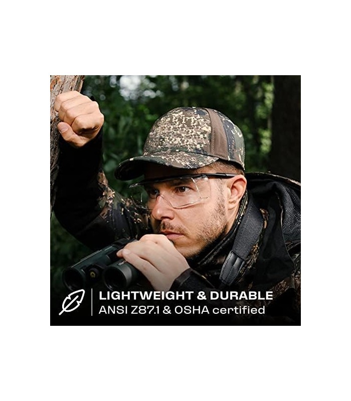 Óculos de segurança NoCry que se ajustam aos seus óculos graduados. Lentes envolventes transparentes anti-riscos, proteção UV400