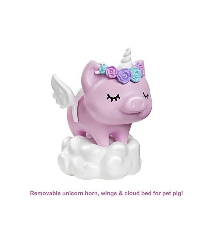 Boneca Barbie Extra 3 em casaco fofo rosa com cabelo frisado extra longo de animal de estimação, incluindo bolsa de barra de cho