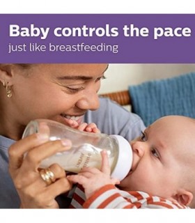 Mamadeira de vidro natural Philips AVENT com mamilo de resposta natural, transparente, 8 onças, 4 unidades,