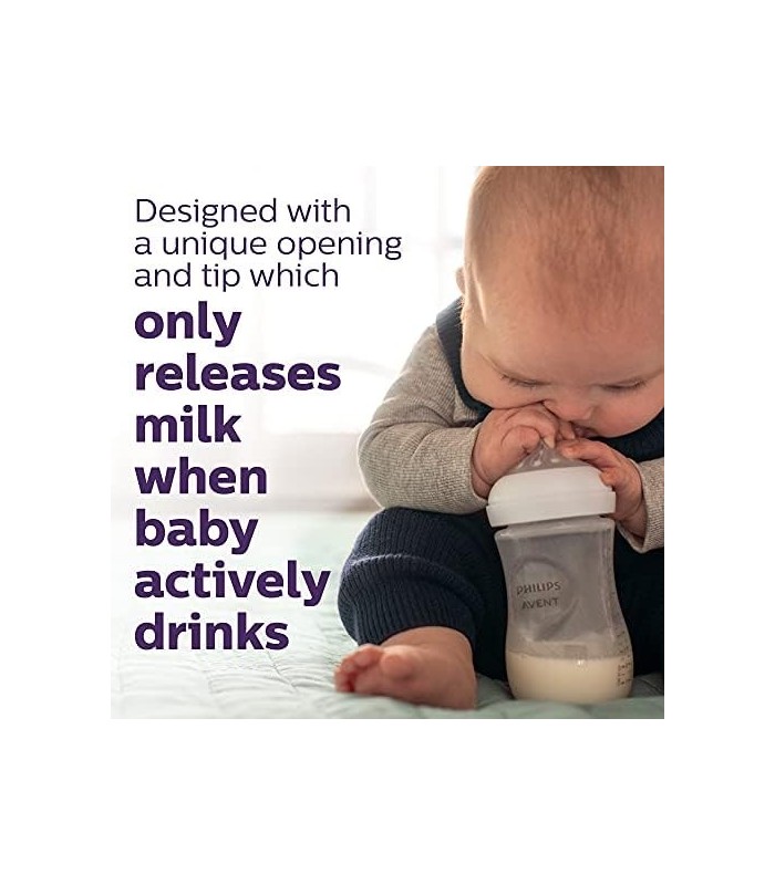Mamadeira de vidro natural Philips AVENT com mamilo de resposta natural, transparente, 8 onças, 4 unidades,