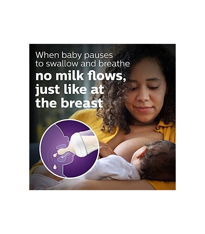 Mamadeira de vidro natural Philips AVENT com mamilo de resposta natural, transparente, 8 onças, 4 unidades,