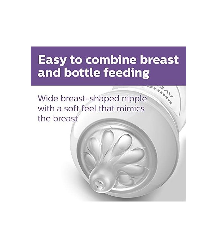 Mamadeira de vidro natural Philips AVENT com mamilo de resposta natural, transparente, 8 onças, 4 unidades,