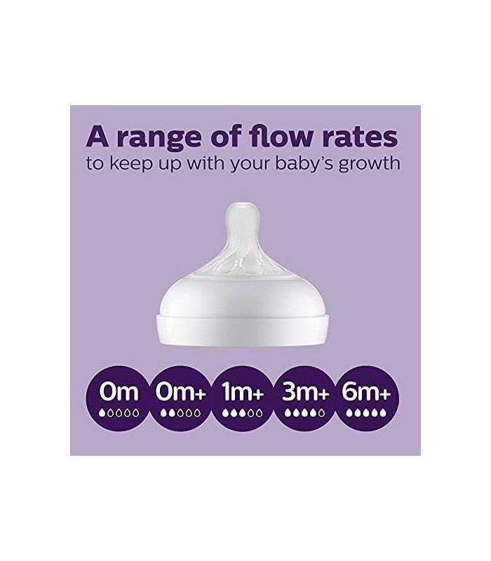 Mamadeira de vidro natural Philips AVENT com mamilo de resposta natural, transparente, 8 onças, 4 unidades,