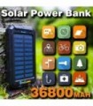 Solar Power Bank 36800mah, Carregador Solar Power Bank com saídas 18W PD 5V 3.1A, IP67 à prova døágua, Bateria de grau A+ com LE