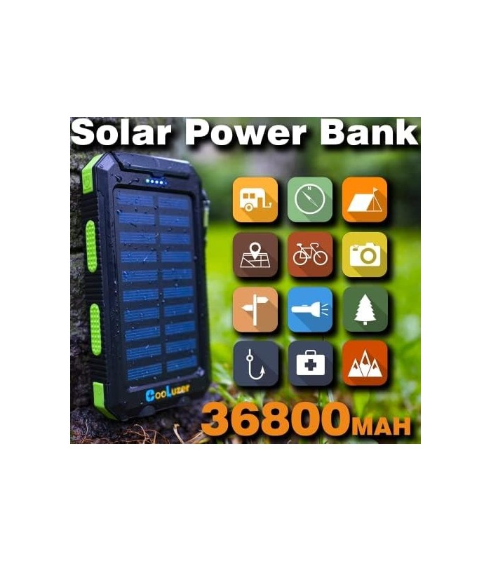 Carregador Solar Power Bank 36800mah, 18W PD 5V * 3.1A Carregamento rápido, QC3.0 Carregador portátil Solar Power Bank, IP67 Ace