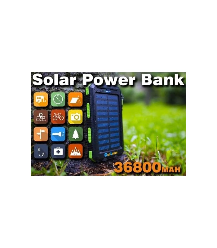 Carregador Solar Power Bank 36800mah, 18W PD 5V * 3.1A Carregamento rápido, QC3.0 Carregador portátil Solar Power Bank, IP67 Ace