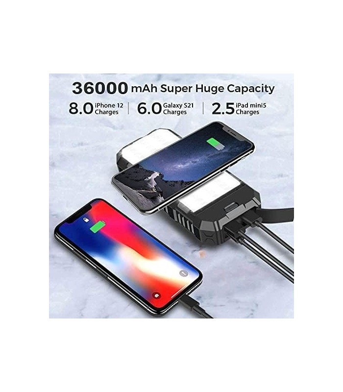 Carregador solar Power Bank 36000mAh - Carregador de telefone sem fio Qi com USB duplo e porta tipo C - Carregamento rápido Powe