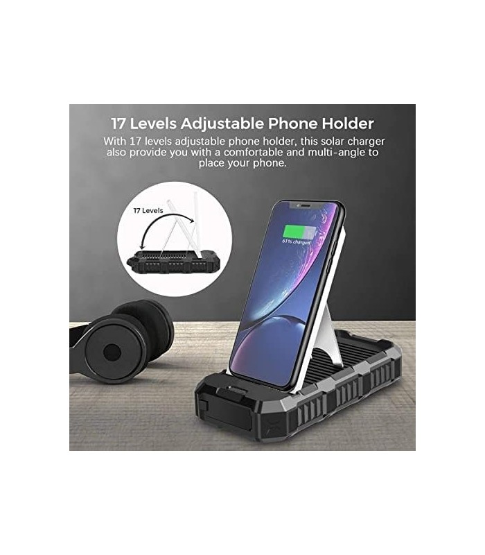 Carregador solar Power Bank 36000mAh - Carregador de telefone sem fio Qi com USB duplo e porta tipo C - Carregamento rápido Powe